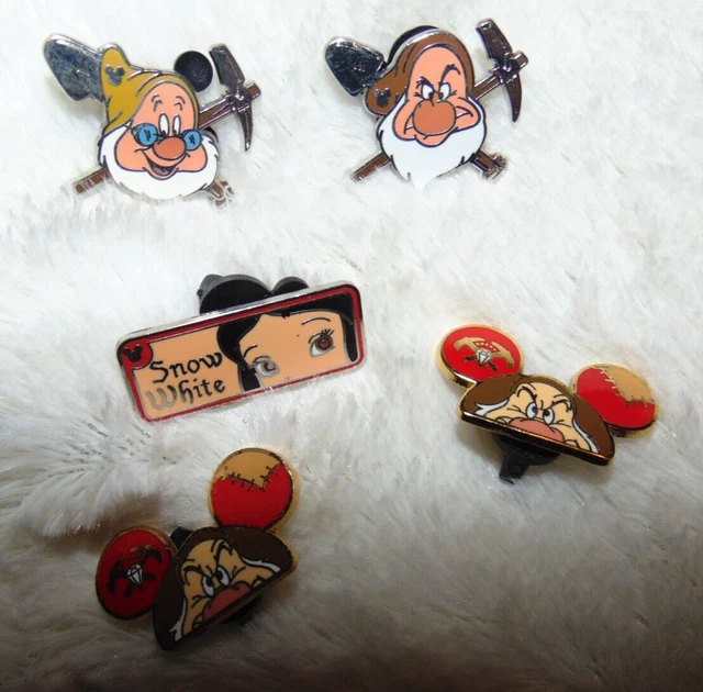 SNOW WHITE & THE SEVEN DWARFS DISNEY PINS Lot of 5 GRUMPY Cute Trading