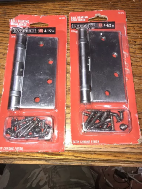 LOT OF 2 Everbilt 162275 4-1/2"  Satin Chrome Ball Bearing Door Hinges H1