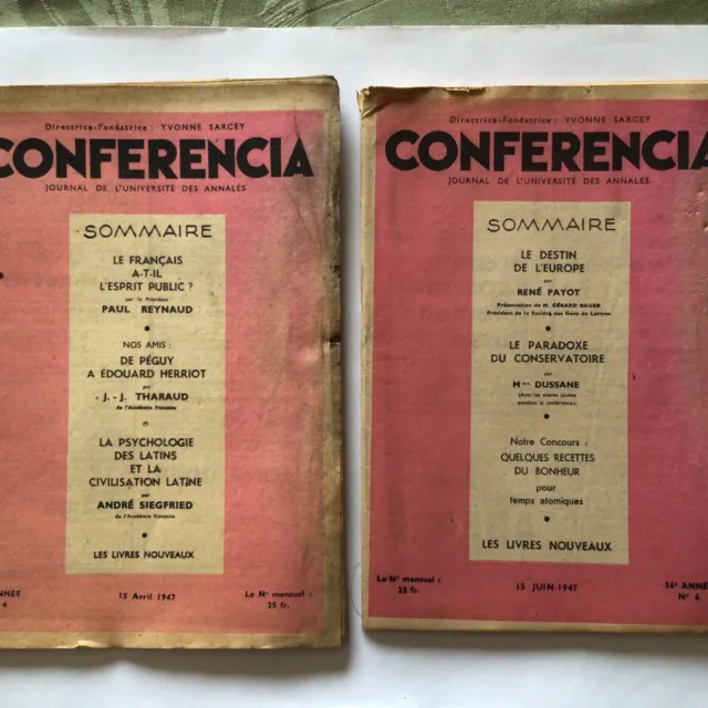 CONFERENCIA Journal de L’université des annales (19 numéros années 1947/1948)