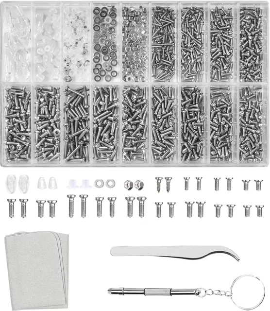 Kit Di Riparazione Occhiali, 1000 Pezzi Minuteria Viti E Dadi, Cuscinetti Nasali