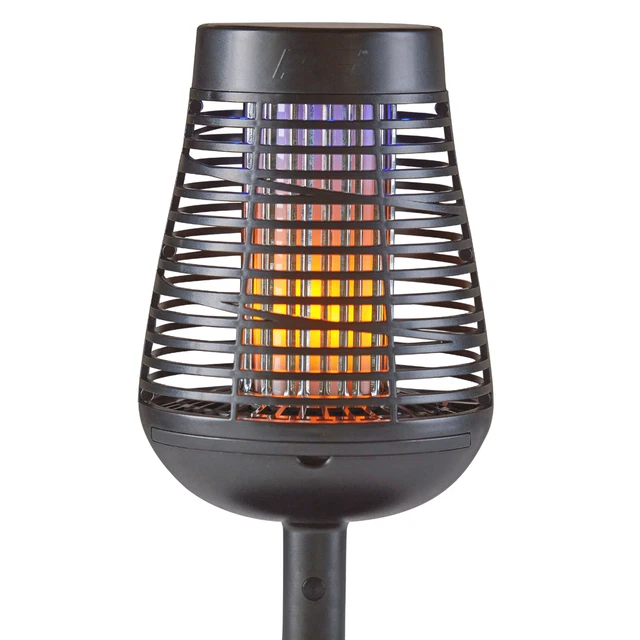 Pic Solar Insect Killer Torch with LED Flame Effect,Black Torch, Area Bug Zapper