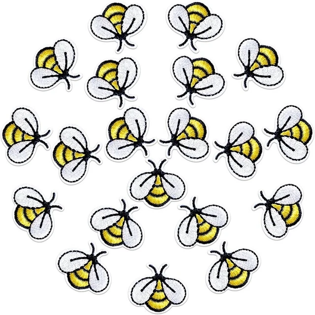 20 PIEZAS Parches de Costura de Abejas Aplique Bordado Hierro en Parches Coser en DecoraW4O4