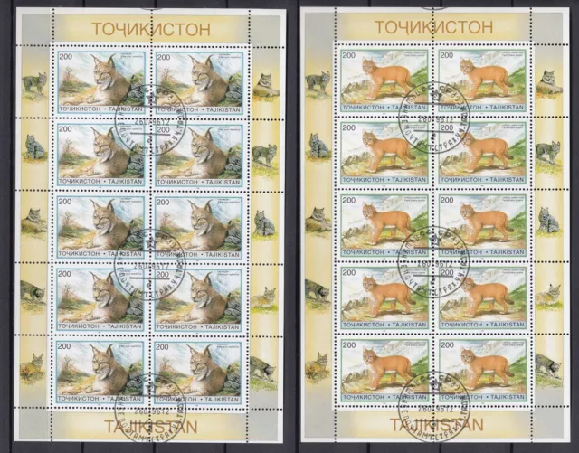 Tadschikistan 1996 u.a. WWF Wildkatzen 6 verschiedene Kleinbogen gestempelt 3