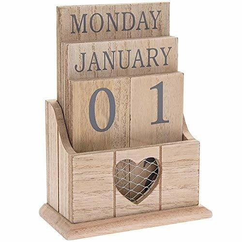 VINTAGE STYLE WOODEN Perpetual Eternal Desktop Calendar Blocks Day and