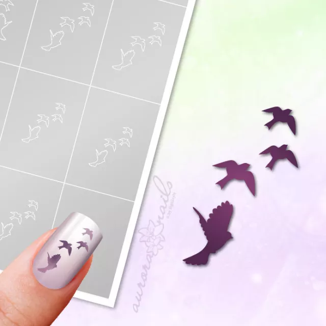 Schablonen für Airbrush und Nailart M577 Vogel Vögel Herbst 20 Stk. klebend