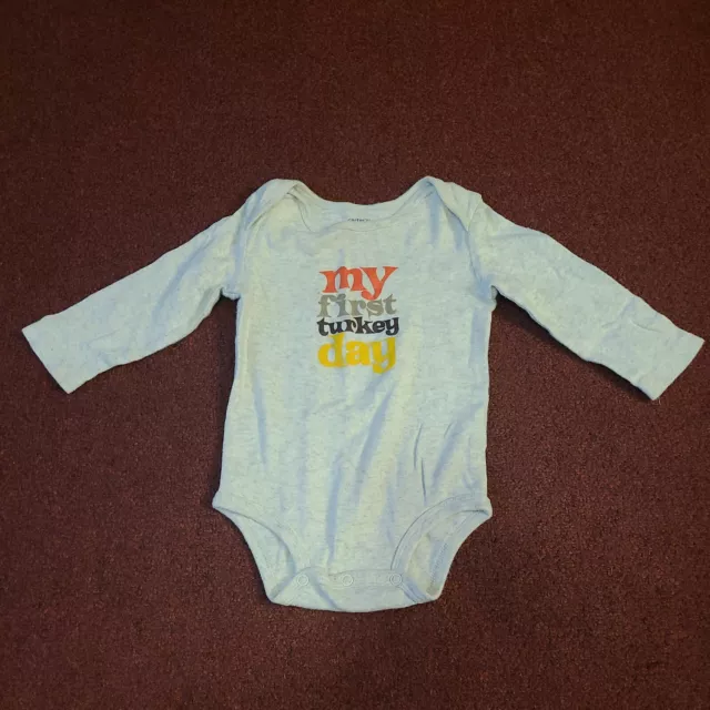 Baby 1st Thanksgiving “MY FIRST TURKEY DAY” CARTERS Infant One Piece SZ 12M EUC
