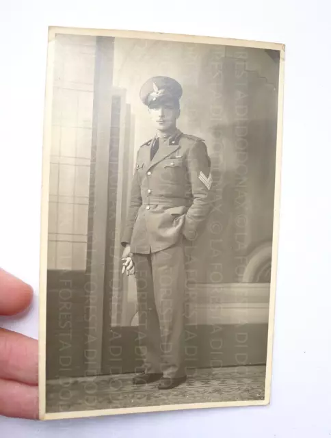 Vecchia Foto Militare Soldato Autiere Ww2 Divisa Uniforme Cappello Fregio