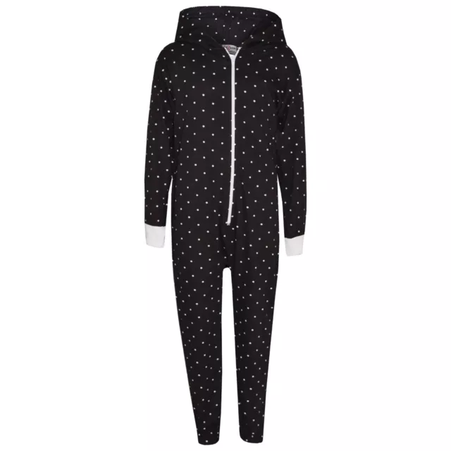 Bambini Ragazzi a Pois Cotone A2Z Onesie one piece Nero Cappuccio Tuta 2-13 Anni