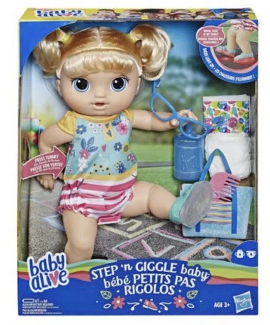 Baby Alive Step 'N Giggle Baby Girl,  Blond Hair,  Light Up Shoes, Drinks & Wets