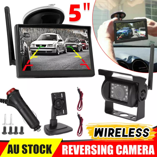 Reverse Camera Wireless 5" Kit 12V Reversing Camera Truck Caravan Rear View HD