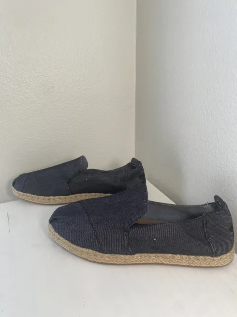 TOMS Women’s Deconstructed Alpargata Rope Chambray Navy Slip on Shoes - 9W