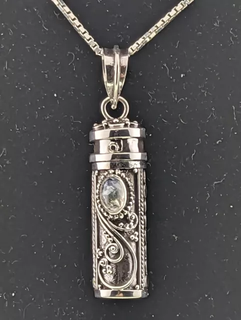 925 Sterling Silver and Moonstone Poison Pill/Prayer Box Necklace