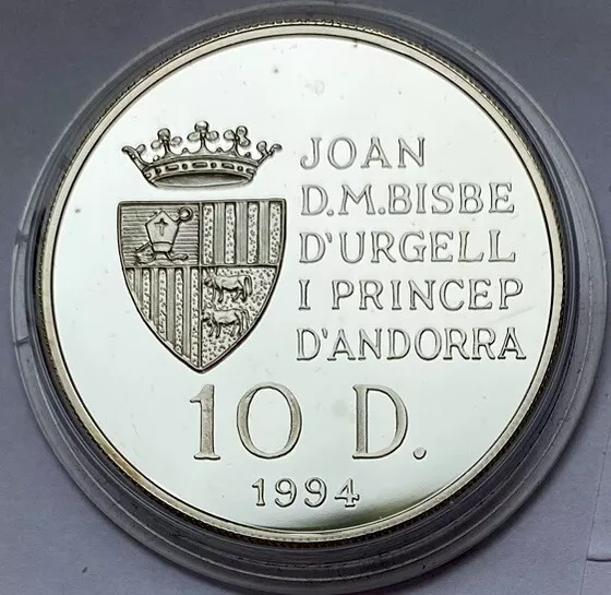 Andorra 10 Diners 1994 Olympische Spiele 1996 PP,  Silber