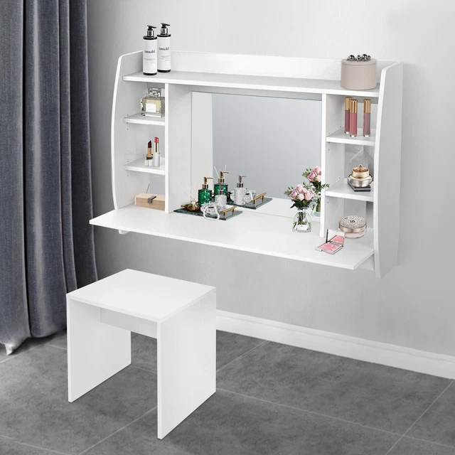 Vicco coiffeuse Elisa, Blanc, 120 cm avec éclairage LED et tabouret