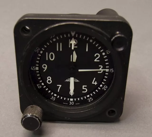 Revue Thommen Swiss Aircraft Clock ABU-5/A Military Lighted Running