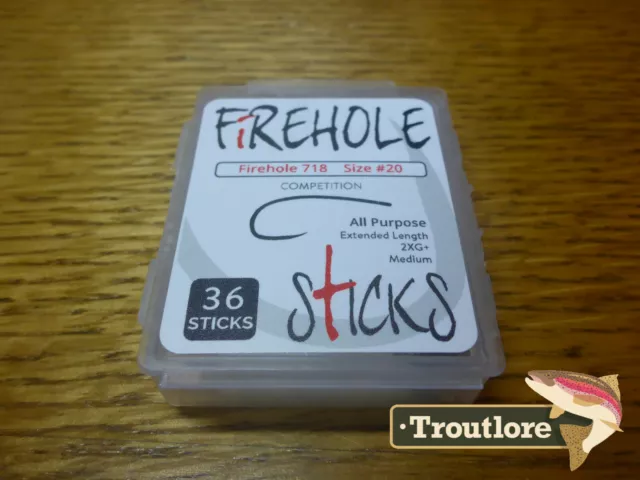 36 x FIREHOLE STICKS 718 #20 BARBLESS STIMULATOR HOOKS NEW FLY TYING HOPPER HOOK