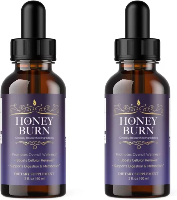 (2 Pack) Honey Burn Drops - Full Body Management, Formula Liquid Drops - 60ml