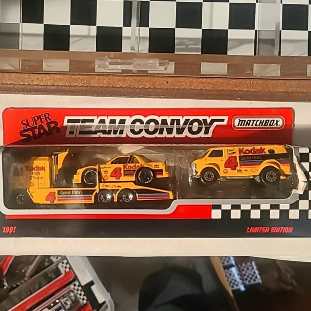 Matchbox Super Star Team Convoy#4 Kodak Cabover W/Race Car & Chevy Van