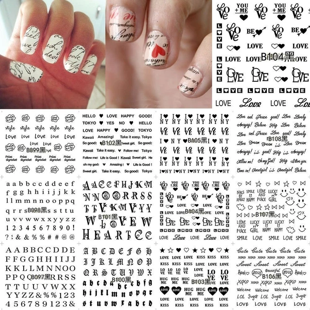 3D TRANSFER DECAL English Letter Adhesive Tips Manicure Decor Nail Art