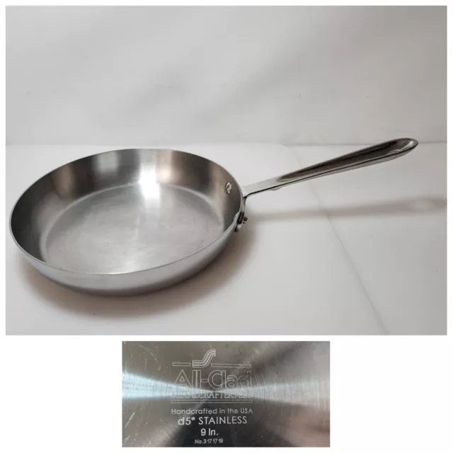 All-Clad D5 9" Stainless Steel Skillet Saute Pot French Chef Stir Frying Pan USA