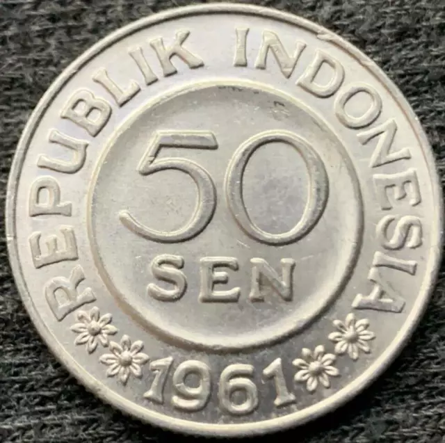 1961 Indonesia 50 Sen Coin UNC         #X232