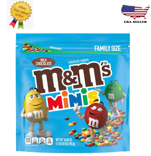 NEW M&M'S MINIS Milk Chocolate Candy, Family Size - 16.9 oz Bulk Bag ...