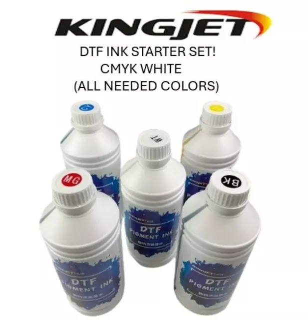 KINGJET 5 LITER CMYK & WHITE INK (1L of each) starter set! All ink colors needed