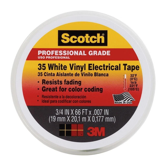 3M 10828-DL-2W 3/4" X 66' White ScotchÂ® 35 Professional Electrical Tape