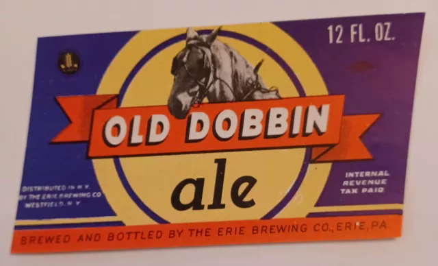 IRTP Old Dobbin Ale Label, Erie Brewing Co, Erie, Pa.