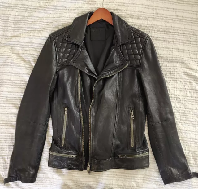 Mens Leather Biker Jacket All Saints Small