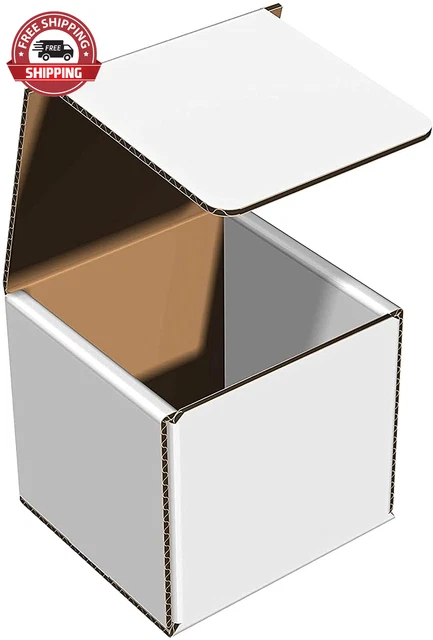 Here to There Packaging White Cardboard Shipping Box - Pack of 25, 4 X 4 X 4 Inc