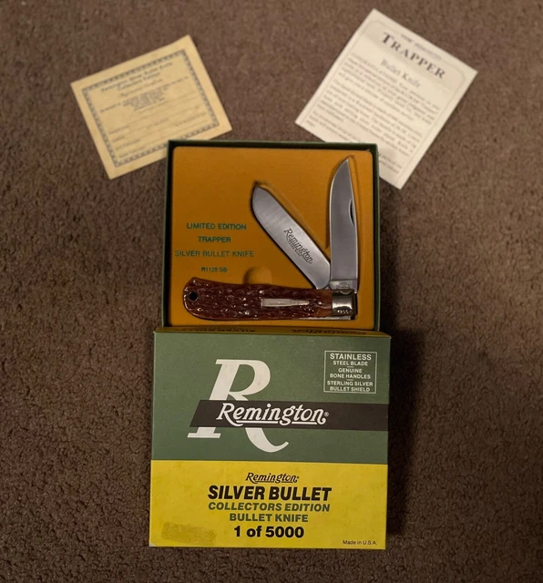 1989 Remington Mint R1128SB Trapper-SILVER Bullet Knife - Excellent con