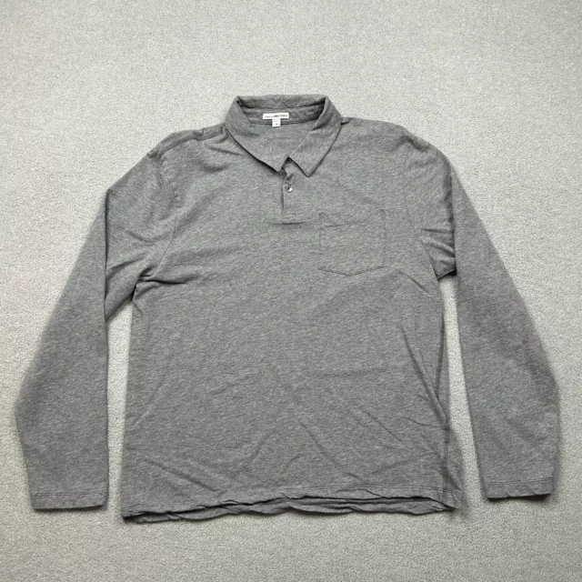 James Perse Standard Shirt Mens 3 Large Gray Polo Long Sleeve Preppy Casual