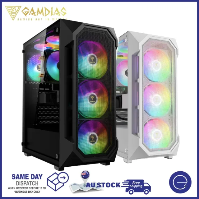 Gamdias AURA GC1 ELITE Computer Gaming Case ATX Mid Tower with 4x Fixed RGB Fans