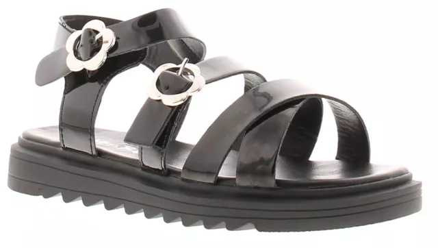 Miss Riot Girls Sandals Strappy Older Girls Petal black UK Size