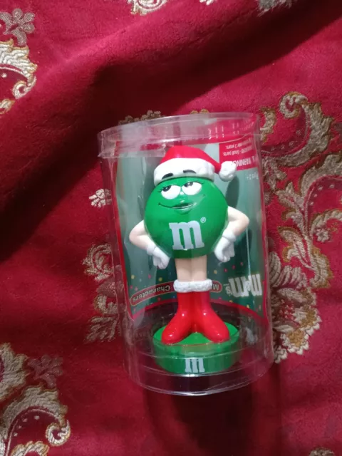 M&M Mini Bobble TOY SITE 2003 Red And Green With Santa Hat -