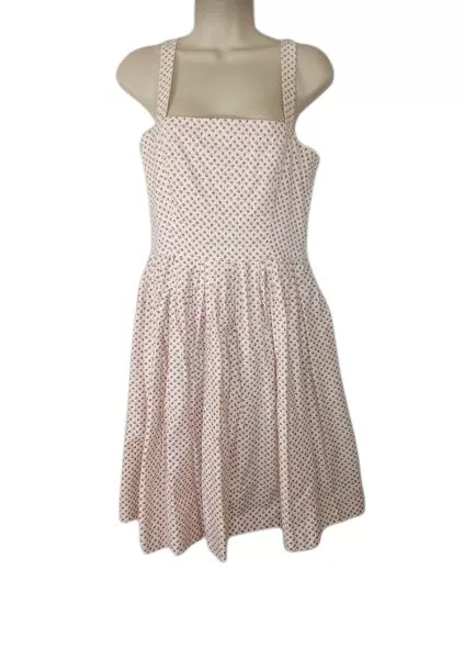 Betsey Johnson Womens Fit and Flare Dress Pink Cream Rose Print Pleated Mini 8