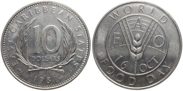 East Caribbean States - 10 Dollar 1981 - Fao - Welternährungstag Km#16