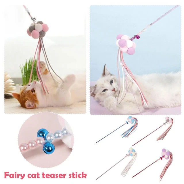 Fairy Cat Teaser Stick Playing Interactive Toy Exercise Enhanc L2R4
