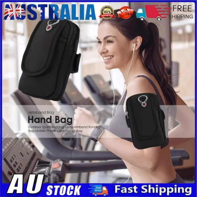 Sports Jogging Gym Armband Running Bag Mobile Phone Case Holder Bag (Black)