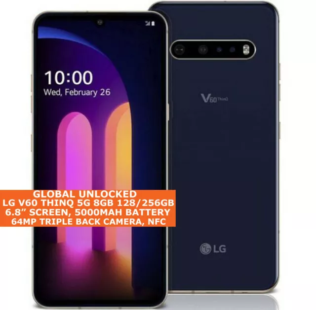 LG V60 Thinq 5g Lmv600tm/Lmv600vml 8gb 128/256gb Octa-Core 6.8 " Fingerprint