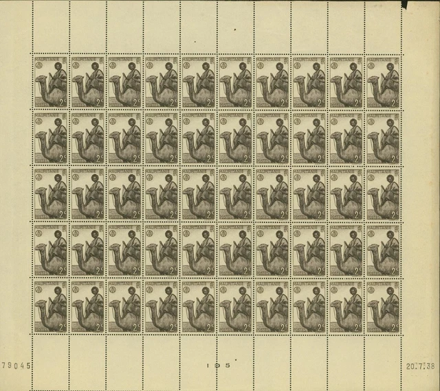 Mauritania -French Colony 1938- MNH. Yvert Nr.: 73. Sheet of 50.(EB) MV-17583