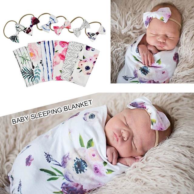 Swaddling Swaddle Wrap Baby Sleeping Blanket Infant Headband Baby Sleeping Bag
