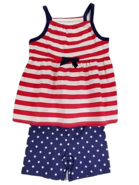 Circo Girls Red White Blue Striped and Polka Dot 2 Piece Short Set Size 5T NWT