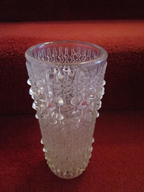 Czech Sklo Union by František Pečený  BUBBLE VASE 1970s  1960s Clear 7 inches