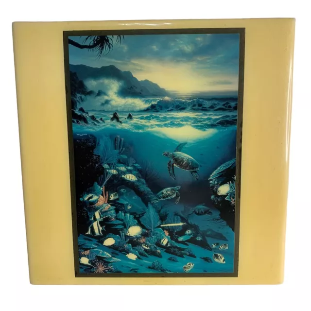 1991 Wyland “Above & Below “ Glazed Ceramic Tile Trivet Artists Robert Wyland &