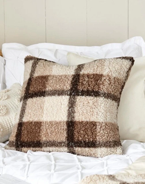 Copricuscino neutro Next Check Orsacchiotto marrone beige crema tartan X2