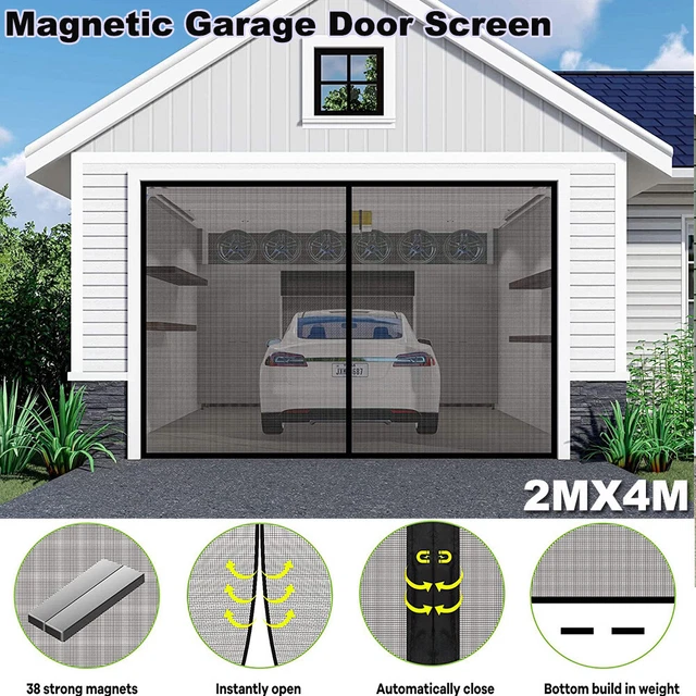 4Mx2M Magnético Garaje Puerta Pantalla Patio Exterior Manos Libres Puerta Malla Pantalla