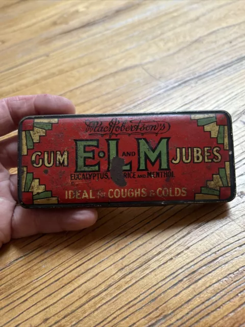 Rare Vintage Australian MacRobertsons Gum ELM JUBES Tin