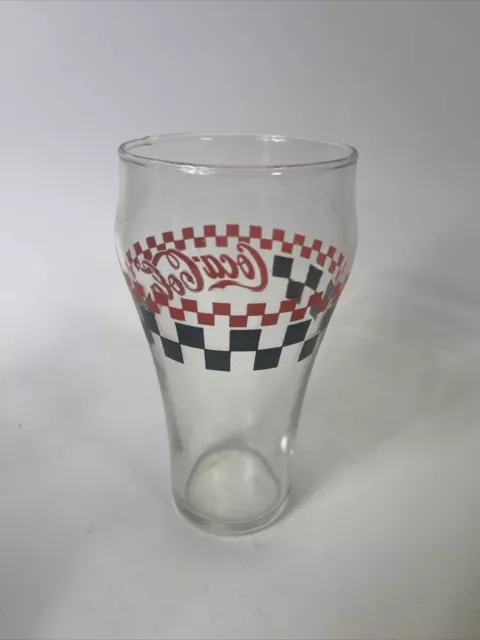 Vintage Coca Cola Red Black Checkered Drinking Glass Fountain Collectible 3